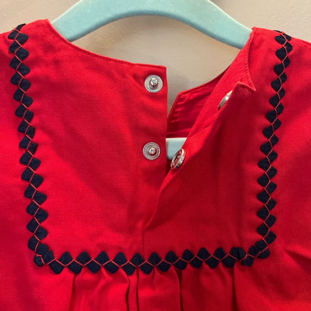 Jacadi paris toddler girl dress ruby pocket dress with rick rack design 12m